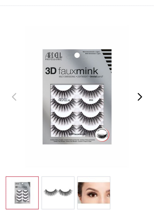 3D FAUXMINK 853 LASHES WITH INVISIBAND 4-PACK ardell