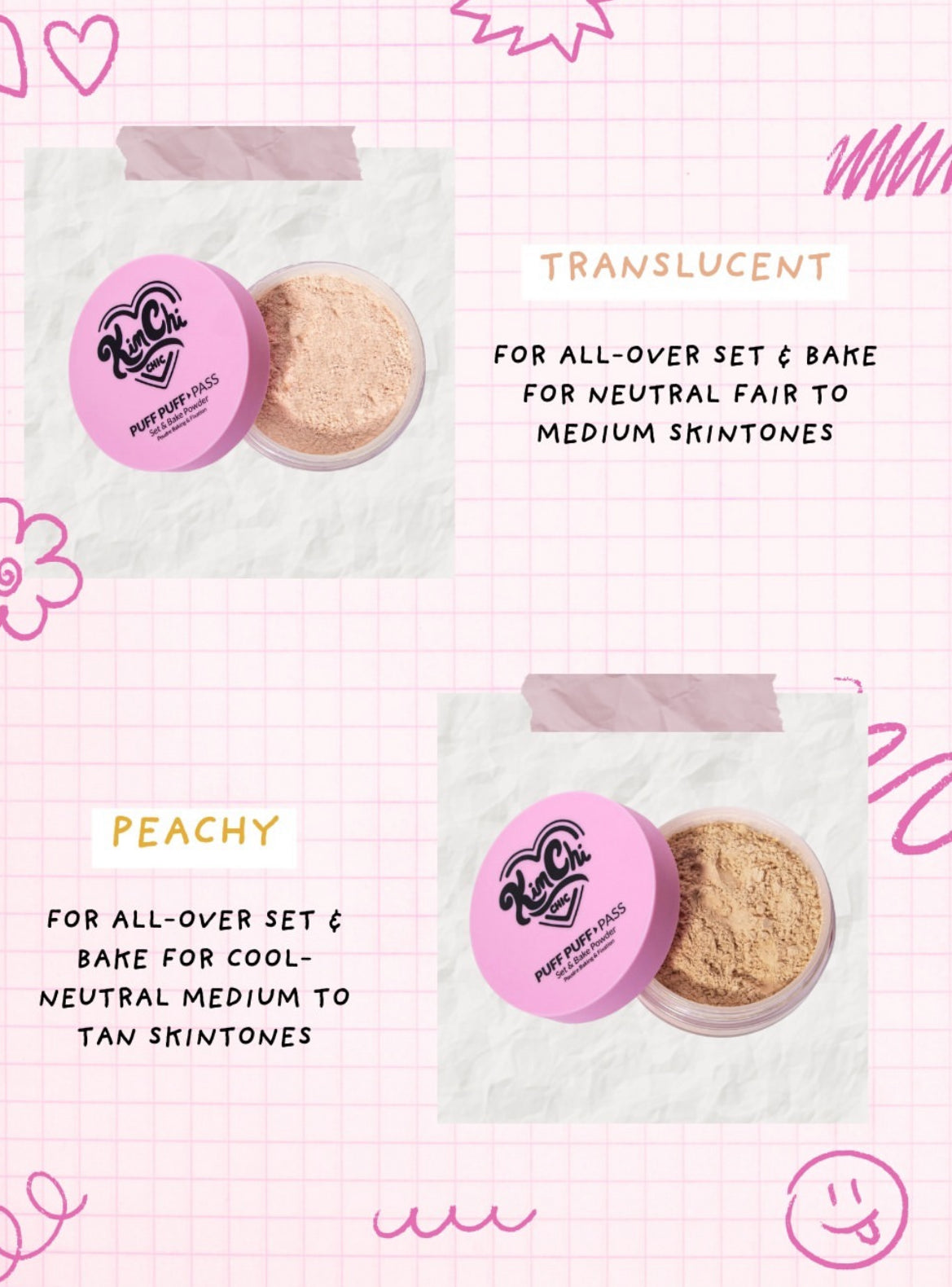 Kimchic PUFF PUFF PASS SET & BAKE POWDER - 04 PEACHY