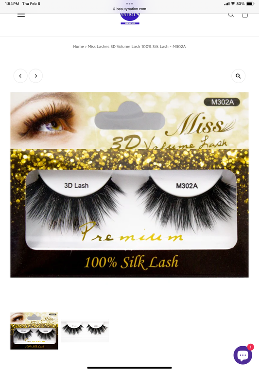 Miss Lashes 3D Volume Lash 100% Silk Lash - M302A