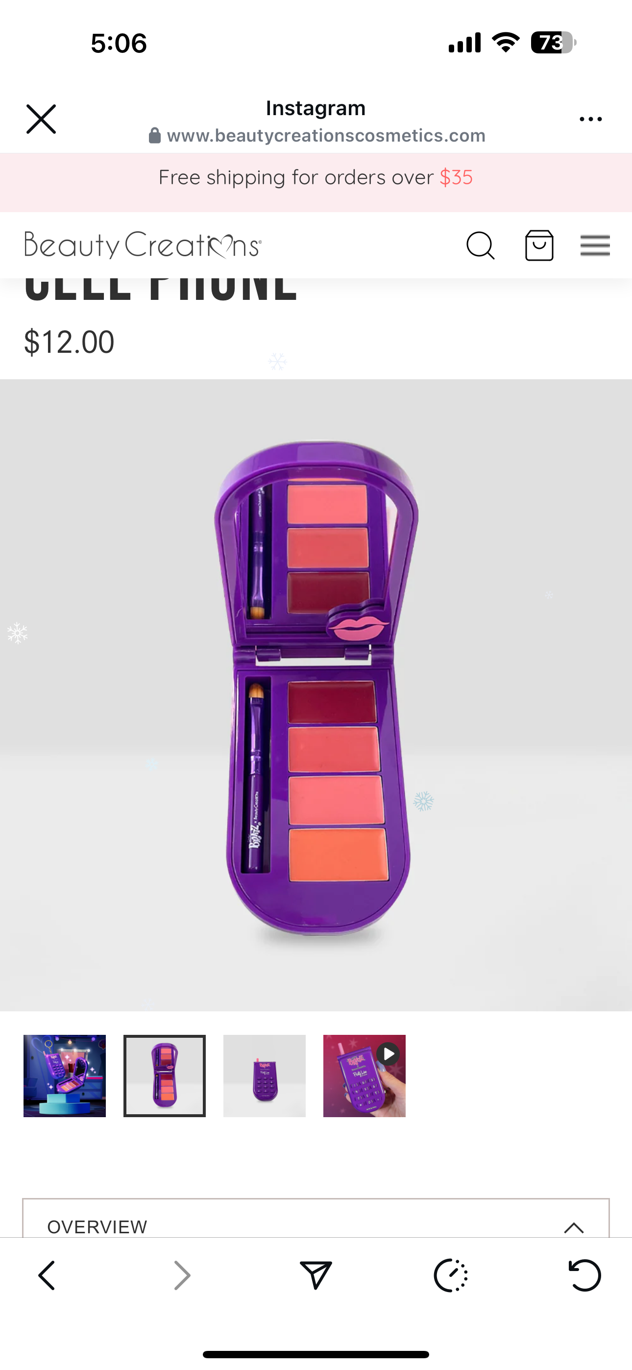 BRATZ X BEAUTY CREATIONS PARTY LINE LIP AND CHEEK CREAM CELL PHONE